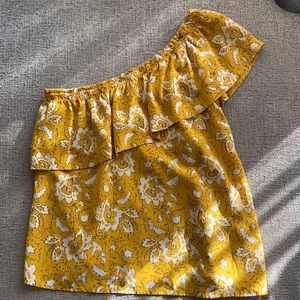 madewell silk cold shoulder top